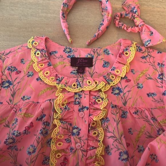 J Crew Cotton Perfect Shirt Liberty -Pink Blouse with Yellow Accents - Picture 4 of 8